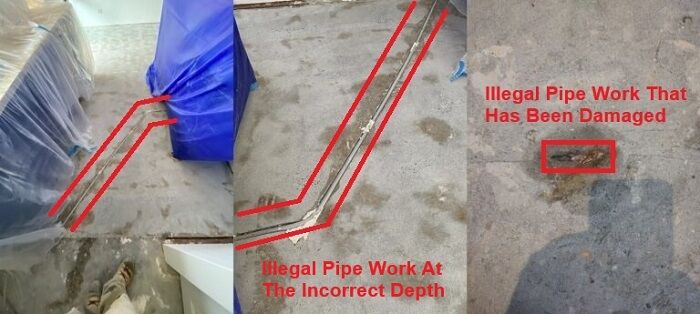 illegal pipe and cable work on-site (Carpet Removal Sydney)