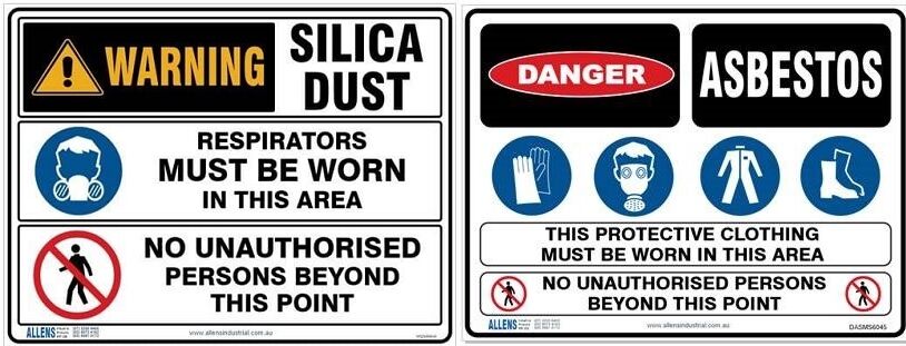 Silica and Asbestos Warning Signs