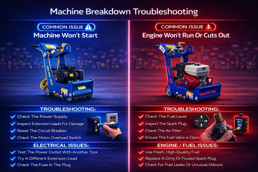 Concrete Scarifier Troubleshooting - Carpet Removal Sydney