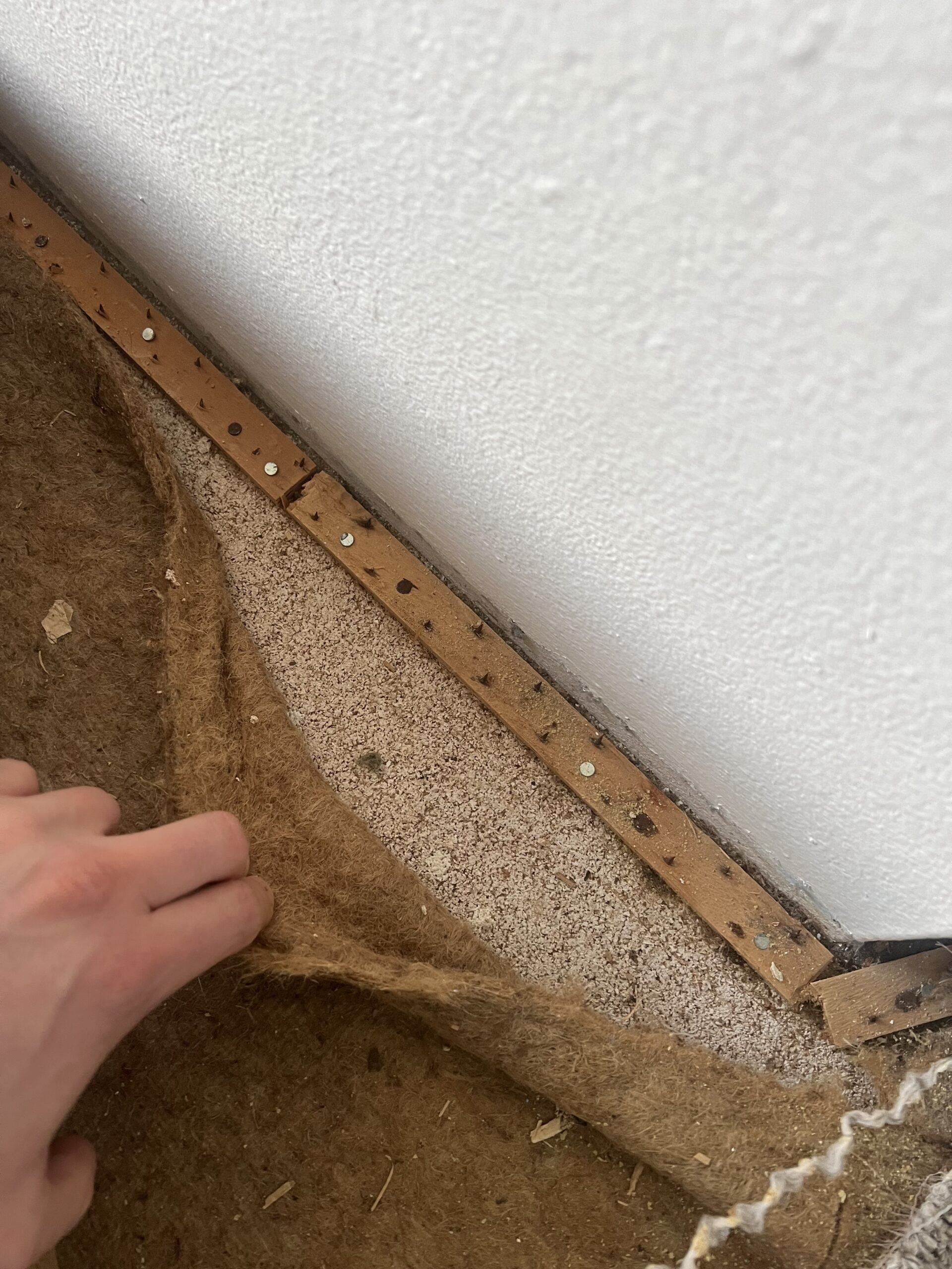 Where Might Magnesite Be Lurking In My Unit? 2 Brown Hessian Underlay + Magnesite Flooring (ADD TO ASBESTOS BLOG)